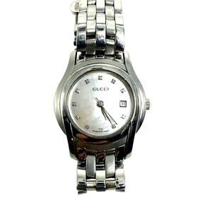 Gucci 5500L Stainless Steel & Diamonds Mother of Pearl Watch Ladies Classic!